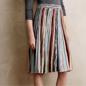Anthropologie moth elspeth pleated soft knit stripe colorful midi skirt